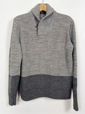 GAP Men’s Two-Tone Grey Shawl Collar Turtleneck Knit Sweater Size‎ Large Cozy